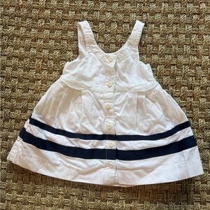 Janie and Jack Baby White Button-Front Tank Dress with navy stripe